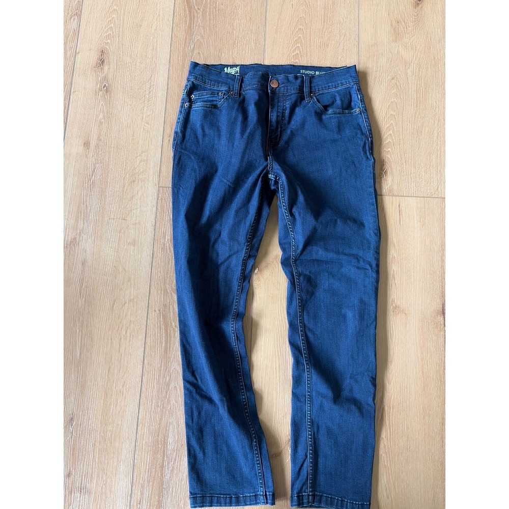 Mugsy Jeans Studio Blues Slim Straight Dark Wash Denim Pants size 33x30 - Picture 2 of 9